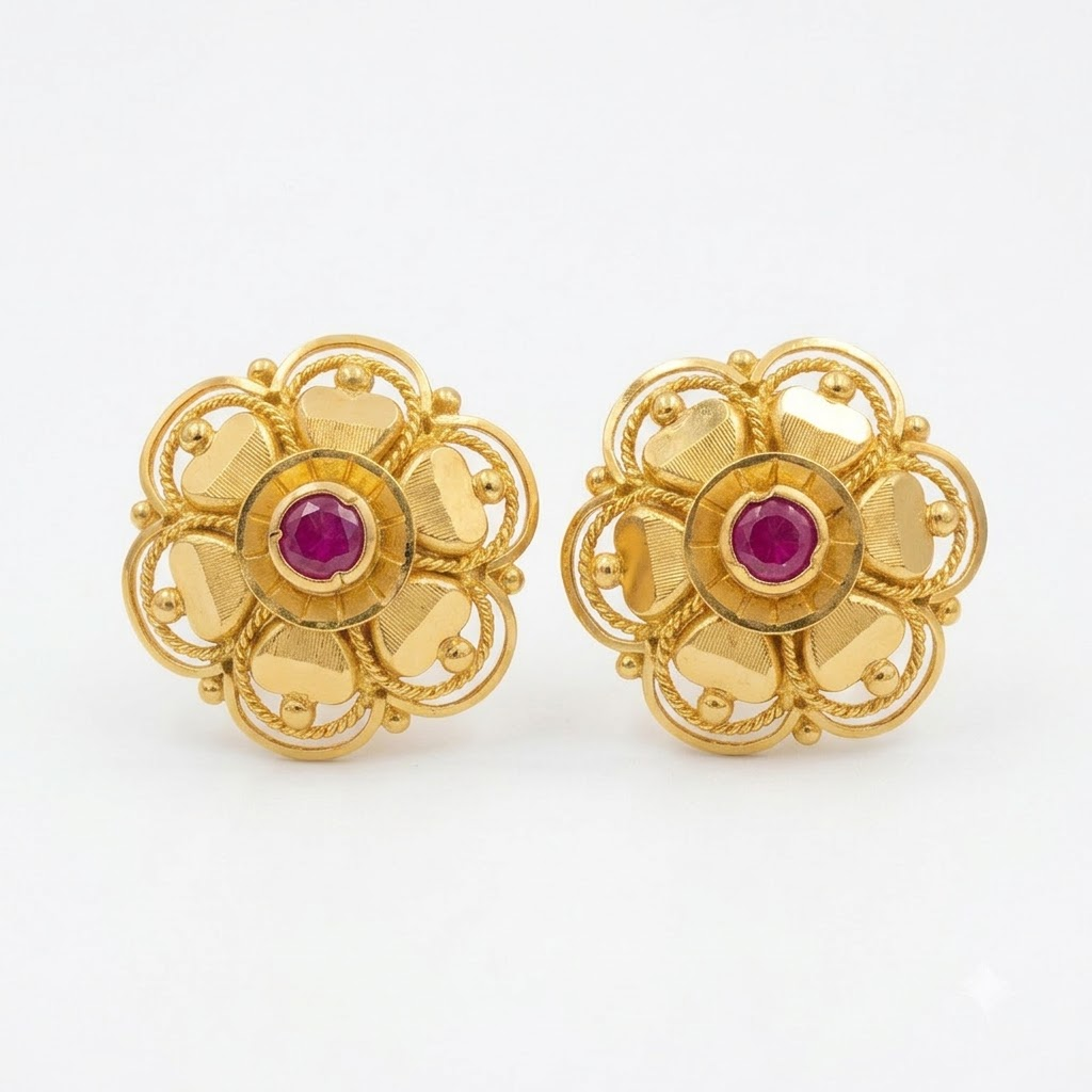 Ruby-Accent Filigree Tops